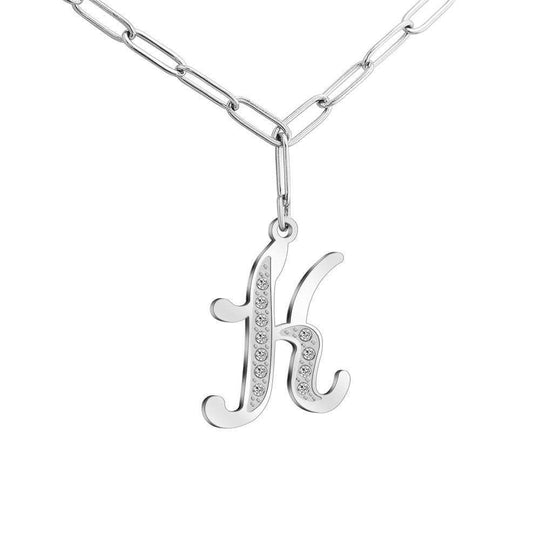 Christmas Gift Sparkling Letters A-Z Silver & Gold Diamond Pendant Silver / K Sparkling Necklace MelodyNecklace