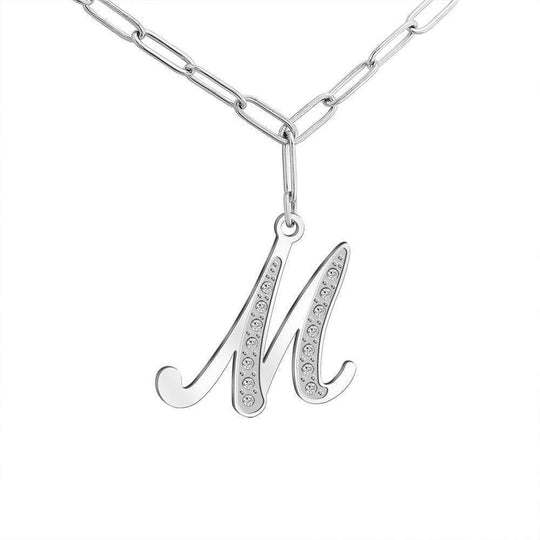 Christmas Gift Sparkling Letters A-Z Silver & Gold Diamond Pendant Silver / M Sparkling Necklace MelodyNecklace