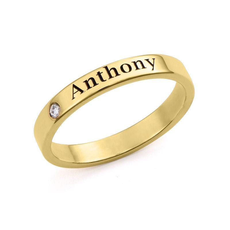 Christmas Gift Stackable Name Ring in Silver with Diamond Multiple name rings 18K Gold Plating Ring MelodyNecklace