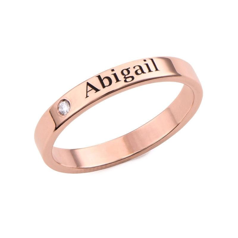 Christmas Gift Stackable Name Ring in Silver with Diamond Multiple name rings 18K Rose Gold Plating Ring MelodyNecklace