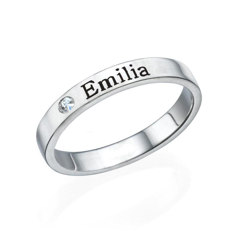 Christmas Gift Stackable Name Ring in Silver with Diamond Multiple name rings Sterling Silver Ring MelodyNecklace