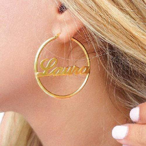 Christmas Gift Sterling Silver Hoop Name Earrings Earring MelodyNecklace