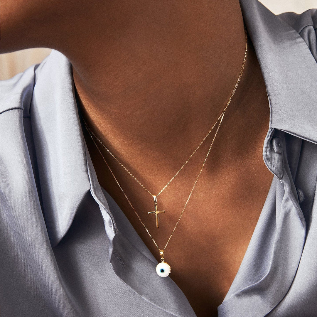 Cross Necklace in 14k Solid Gold Necklace MelodyNecklace