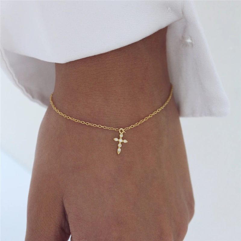 Cross Pendant Zircon Bracelet Gold Myron Bracelet MelodyNecklace