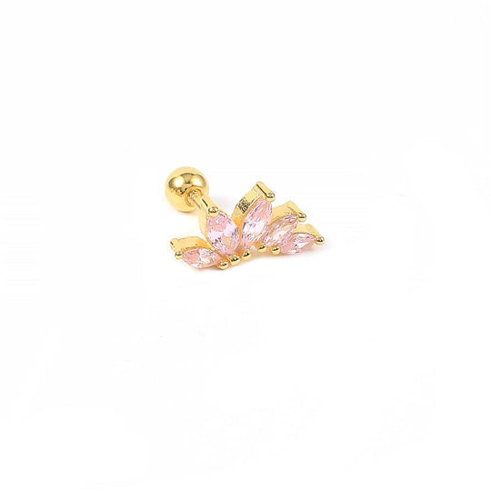 Crown Piercing Earring Gold-Pink Kosiner