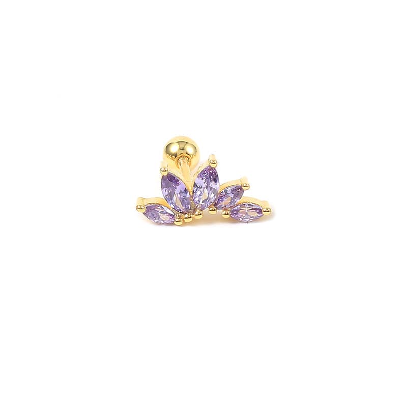 Crown Piercing Earring Gold-Purple Earrings MelodyNecklace