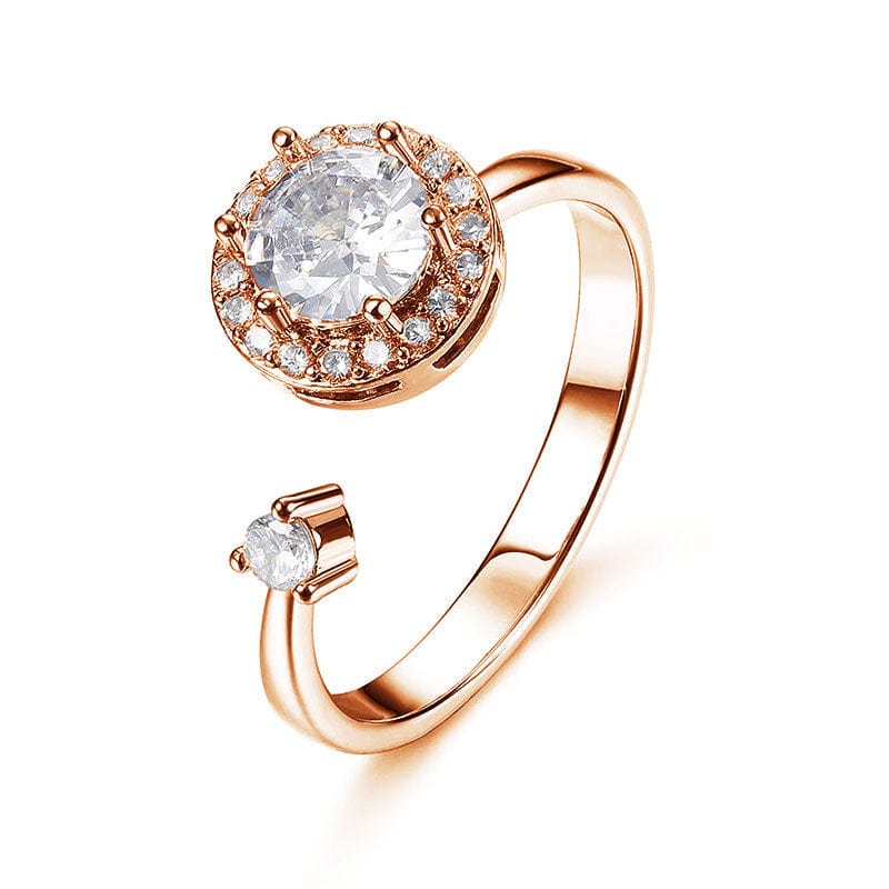 Cubic Zirconia Spinner Adjustable Rings Rose Gold Ring MelodyNecklace