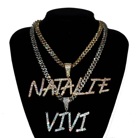 CUSTOM Big Brush Letters Necklace, Personalised Name Necklace, Custom Nameplate JANI SHOP