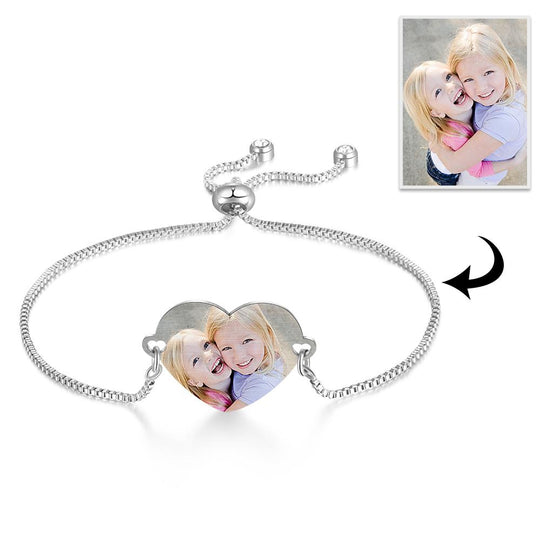 Custom Bracelets with Heart Photo Personalized Bracelet with Engraving m1-D1