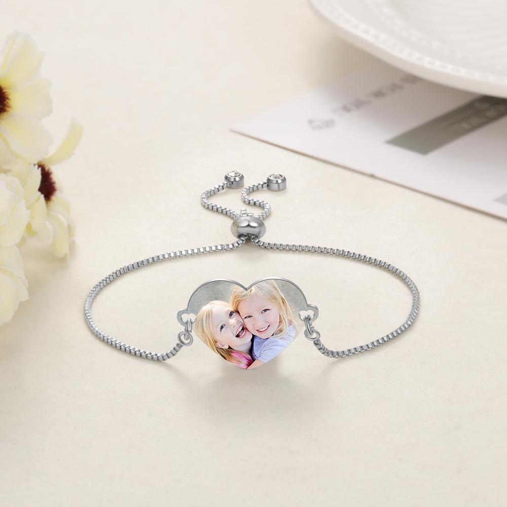 Custom Bracelets with Heart Photo Personalized Bracelet with Engraving m1-D1