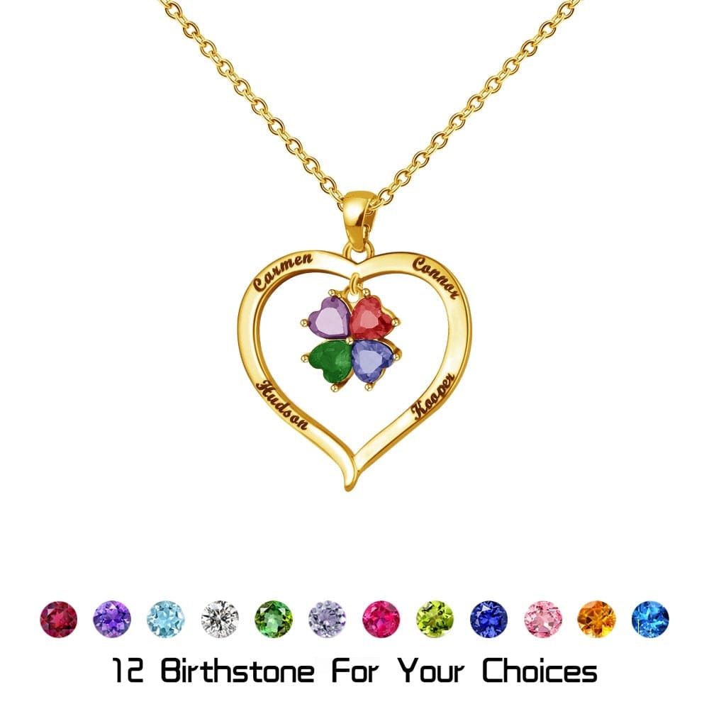 Custom Diamond Heart Birthstone Necklace Mom Necklace MelodyNecklace