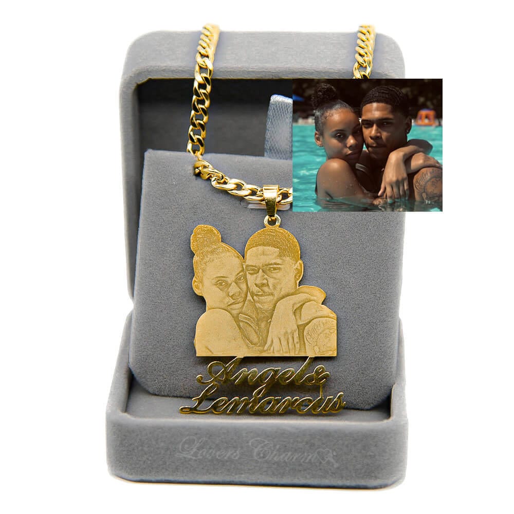 Custom Photo Portrait Engraved Necklace Necklace for man MelodyNecklace