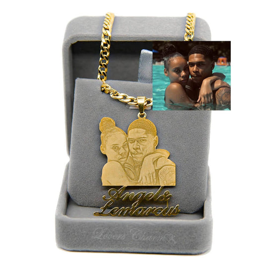 Custom Photo Portrait Engraved Necklace Necklace for man MelodyNecklace