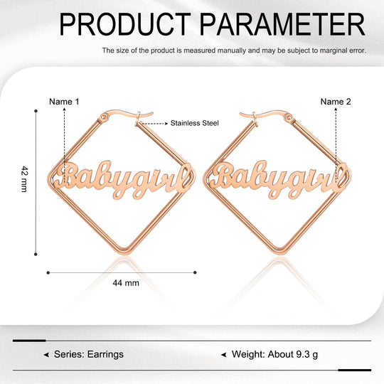 Personalized Classic Rhombus Name Earrings Customized Earrings for Her