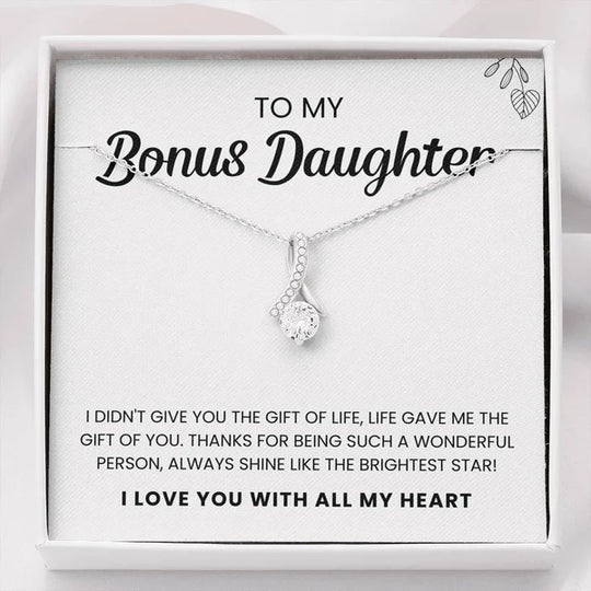 To My Bonus Daughter | Shine Like The Brightest Star Alluring Beauty Necklace Gift Set