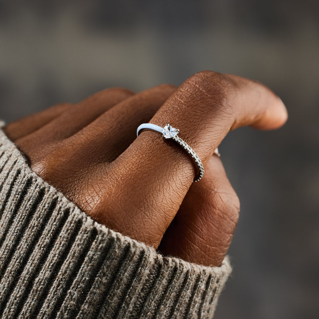 Heart-Cut Half Enamel Ring