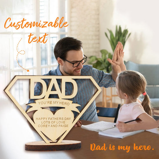 Dad is My Hero-Father's Day Gift Creative Removable Wooden Ornaments-Personalized Other Accessories MelodyNecklace