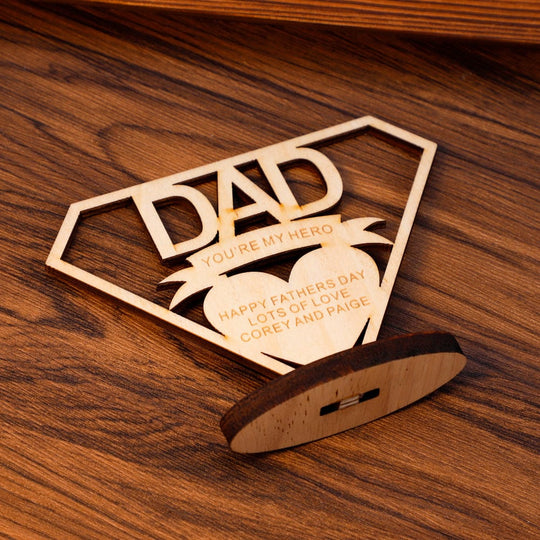 Dad is My Hero-Father's Day Gift Creative Removable Wooden Ornaments-Personalized Other Accessories MelodyNecklace