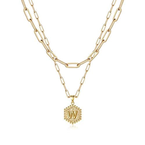 Dainty Layered Initial Necklaces for Women Paperclip Chain Choker W Visit the M MOOHAM Store