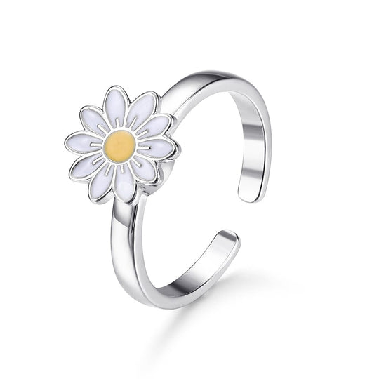 Daisy Anxiety Fidget Ring Silver / Adjustable Ring MelodyNecklace