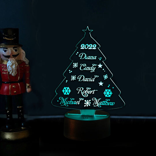 2022 Christmas Tree Night Light Personalized Names Colorful LED Lamp for Family