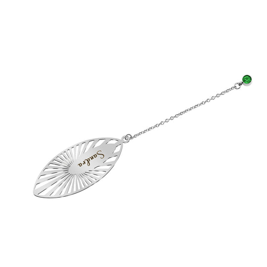 Personalized Name and Birthstone Leaf Bookmark