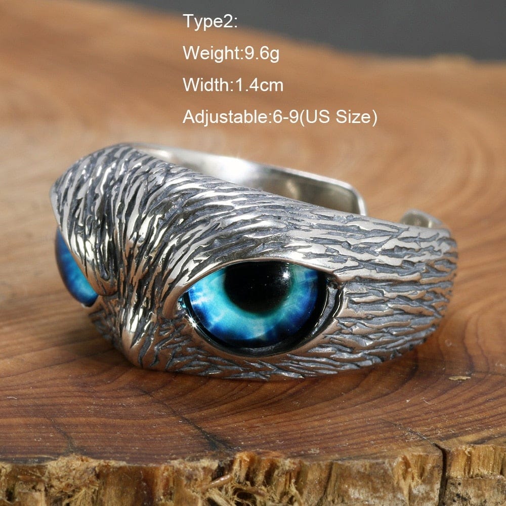 Demon Eye Owl Ring Open Adjustable Ring Ring MelodyNecklace