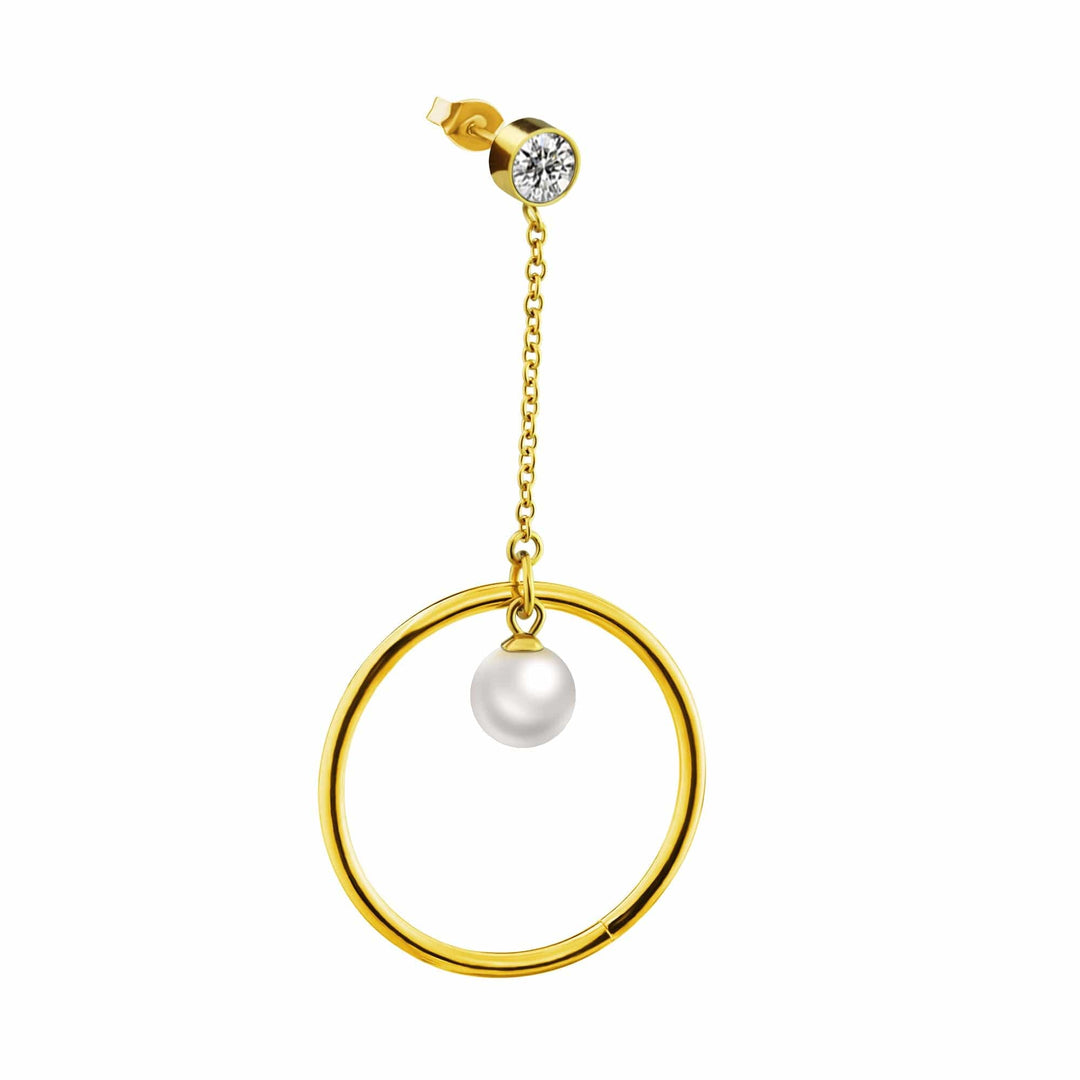 Diamond Hanging Pearl Hoop Earrings Gold Earring MelodyNecklace