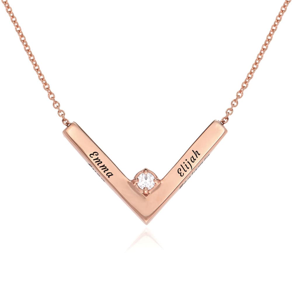 Diamond V Necklace 18k Rose Gold Plating Necklace MelodyNecklace