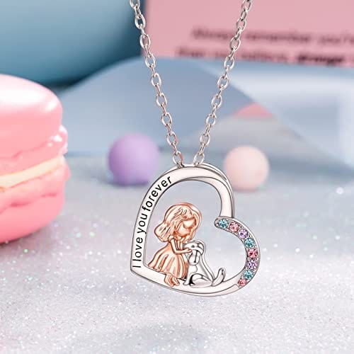 Dog Necklace for Girls Cute Animal Pendant Necklaces Birthday Christmas Jewelry Gift for Daughter Granddaughter Niece Girl and Dog Necklace for girl MelodyNecklace