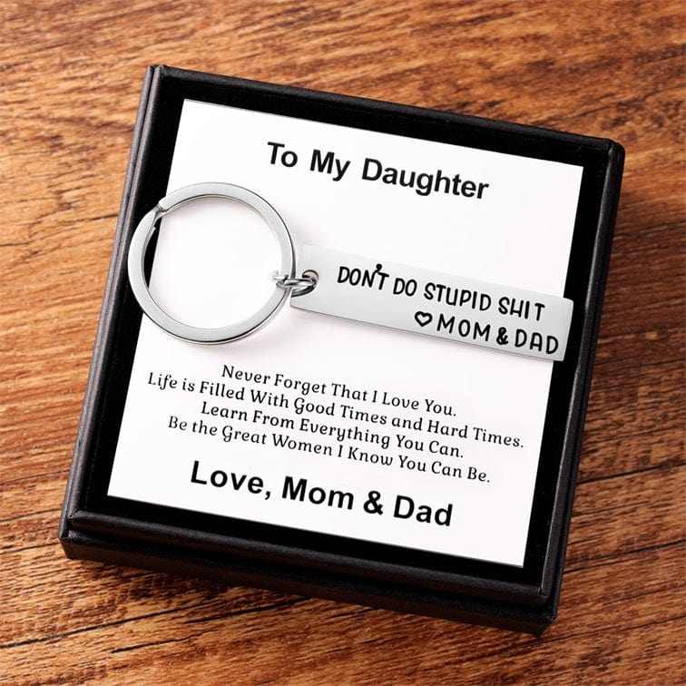 Don't Do Stupid Funny Keychain Gift Box Set for Son and Daughter Keychain MelodyNecklace