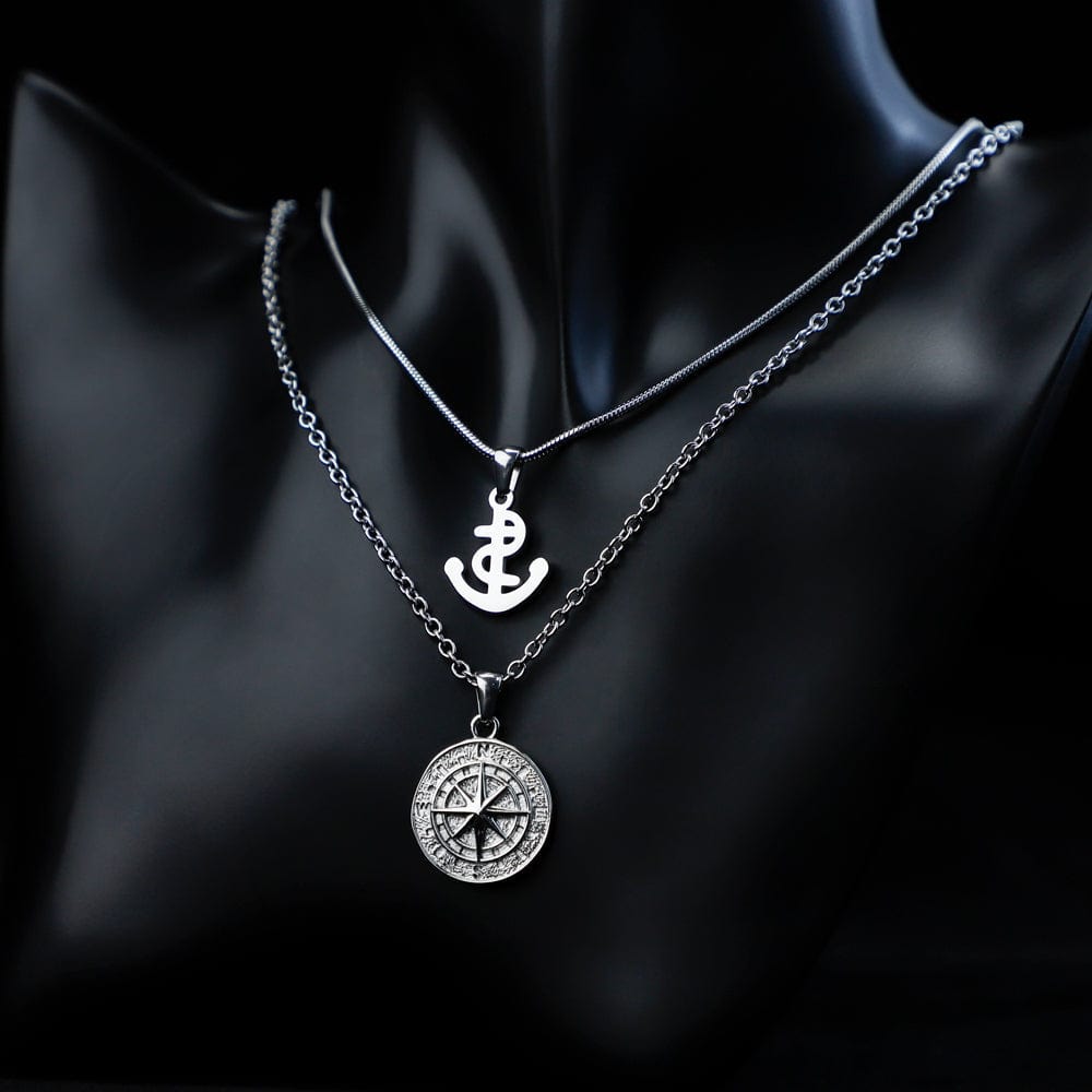 Double Wear Compass Pendant Necklace（2 necklaces） Necklace MelodyNecklace