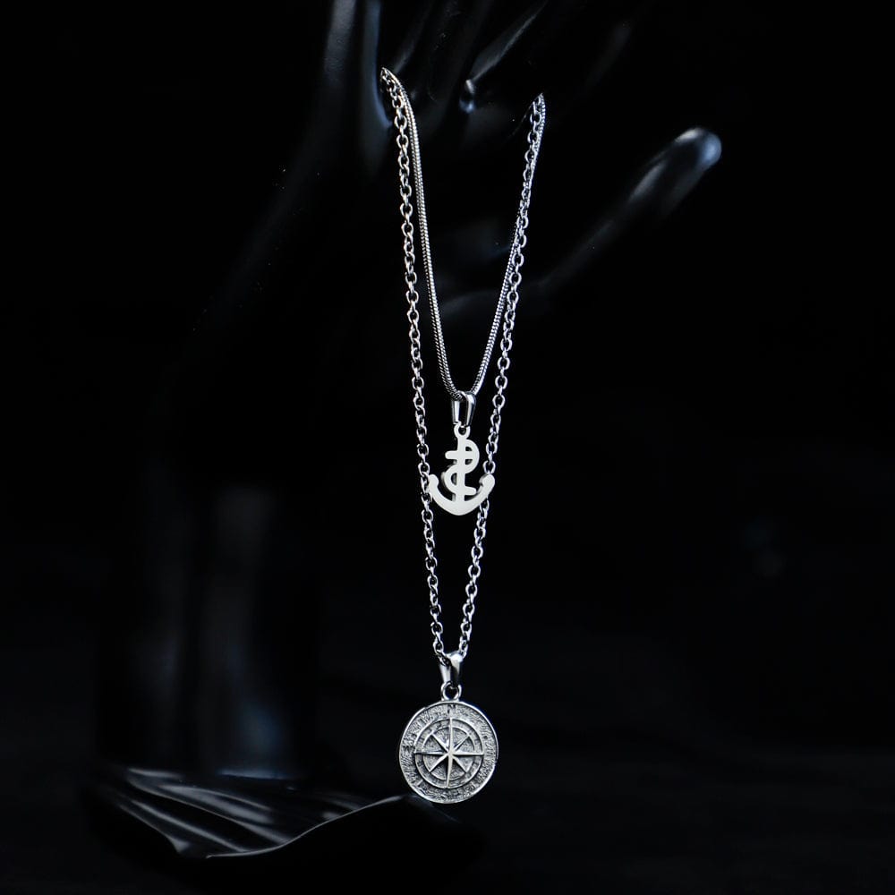 Double Wear Compass Pendant Necklace（2 necklaces） Necklace MelodyNecklace