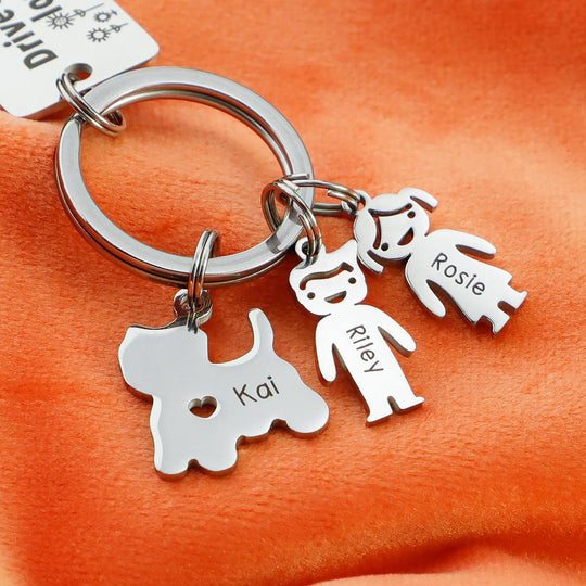 Drive Safely, Love you Dad Keychain With Customized Family Kids Charm Necklace for man MelodyNecklace