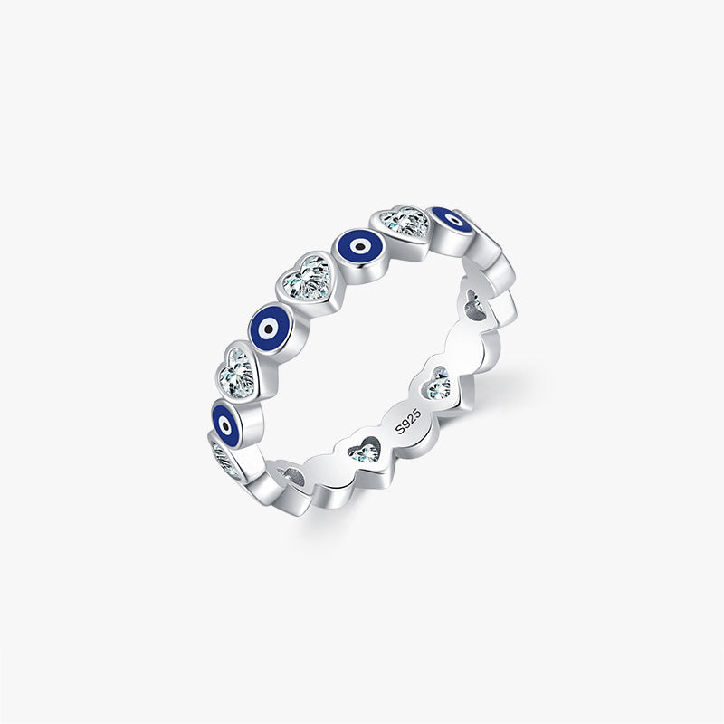 Heart & Evil Eye Ring Protection Ring Gift for Her