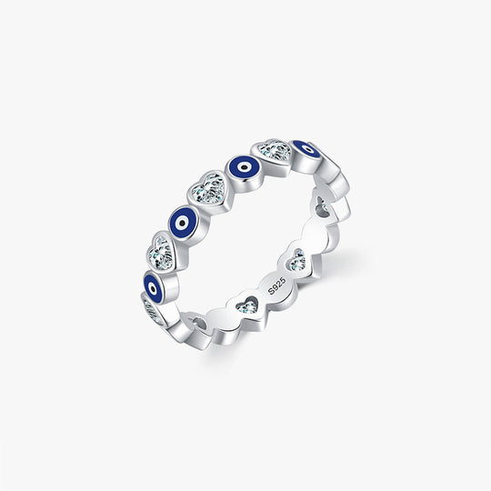 Heart & Evil Eye Ring Protection Ring Gift for Her