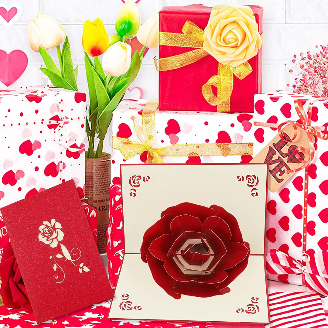 3D Pop-up Rose Greeting Cards Romantic Wedding Invitation Card