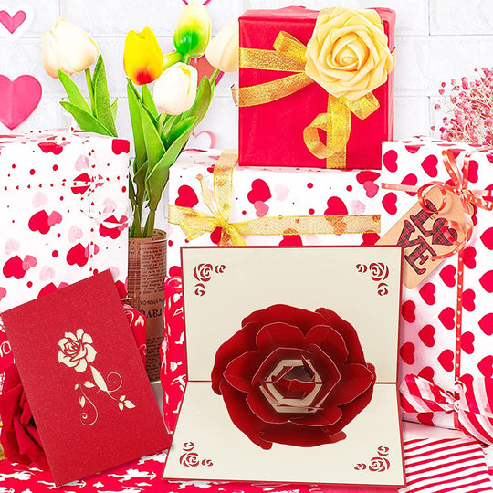 3D Pop-up Rose Greeting Cards Romantic Wedding Invitation Card