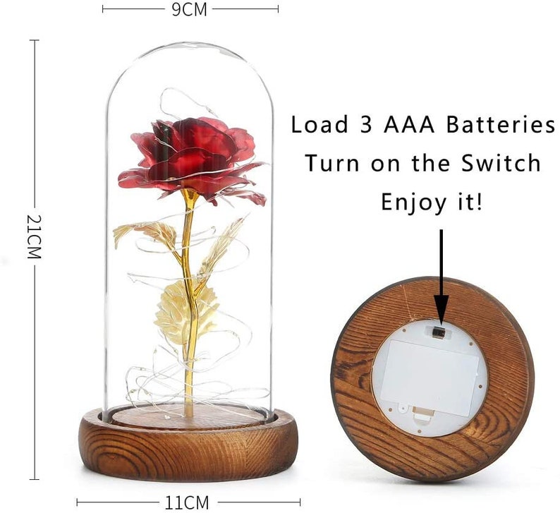 Enchanted Rose Night light Custom Text Rose LED Lamp Romantic Gift