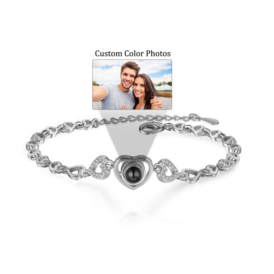 Heart Chain Projection Bracelet Personalized Hidden Photo Bracelet Creative Gift for Her