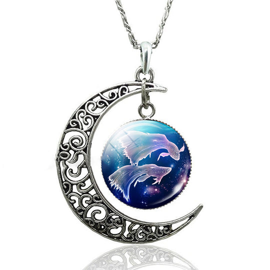 Moon Necklace With Zodiac necklace Zodiac Sign Necklace