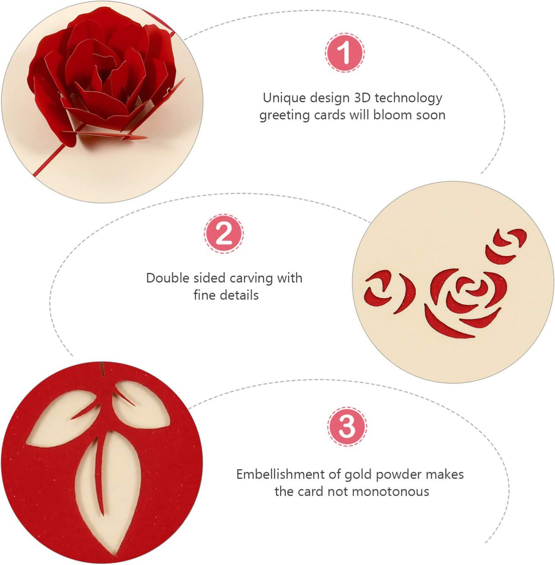 3D Pop-up Rose Greeting Cards Romantic Wedding Invitation Card