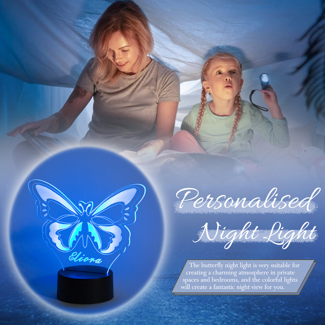 Personalized Butterfly Night Light Custom Name Lamp Gifts for Family