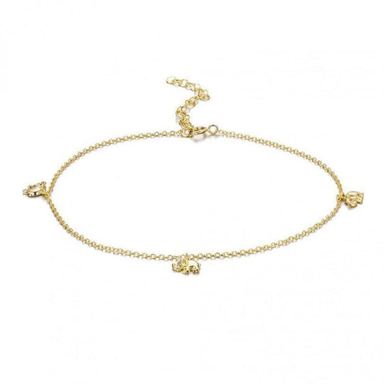 Elephants Cluster Anklet Gold Anklet MelodyNecklace