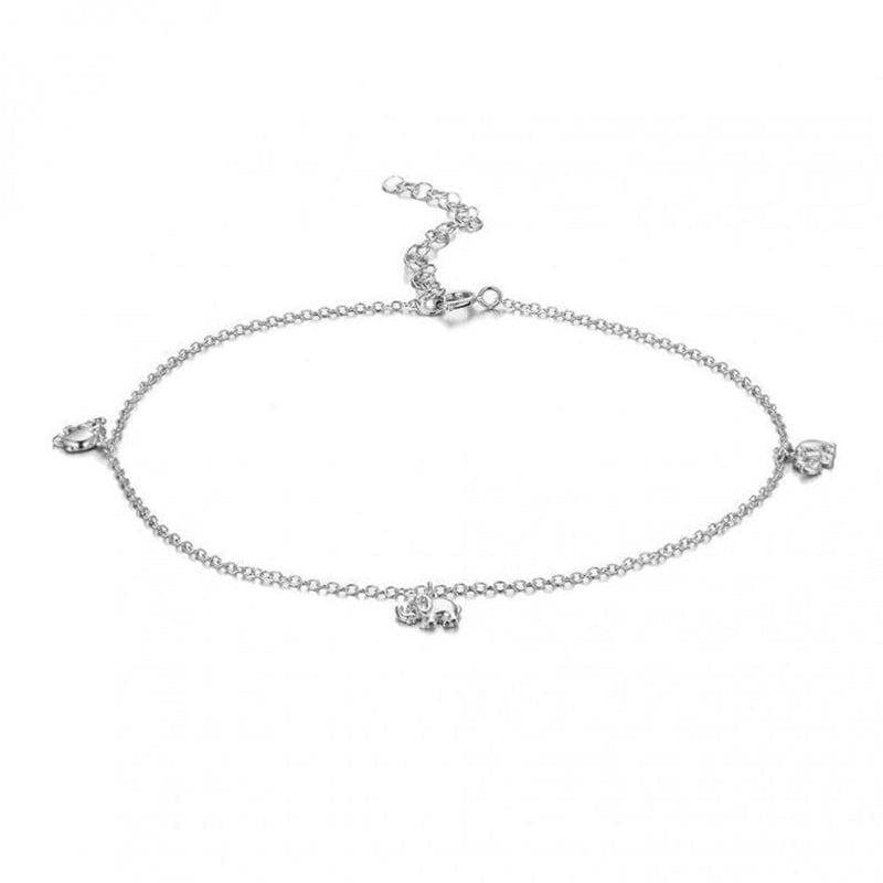 Elephants Cluster Anklet Silver Anklet MelodyNecklace