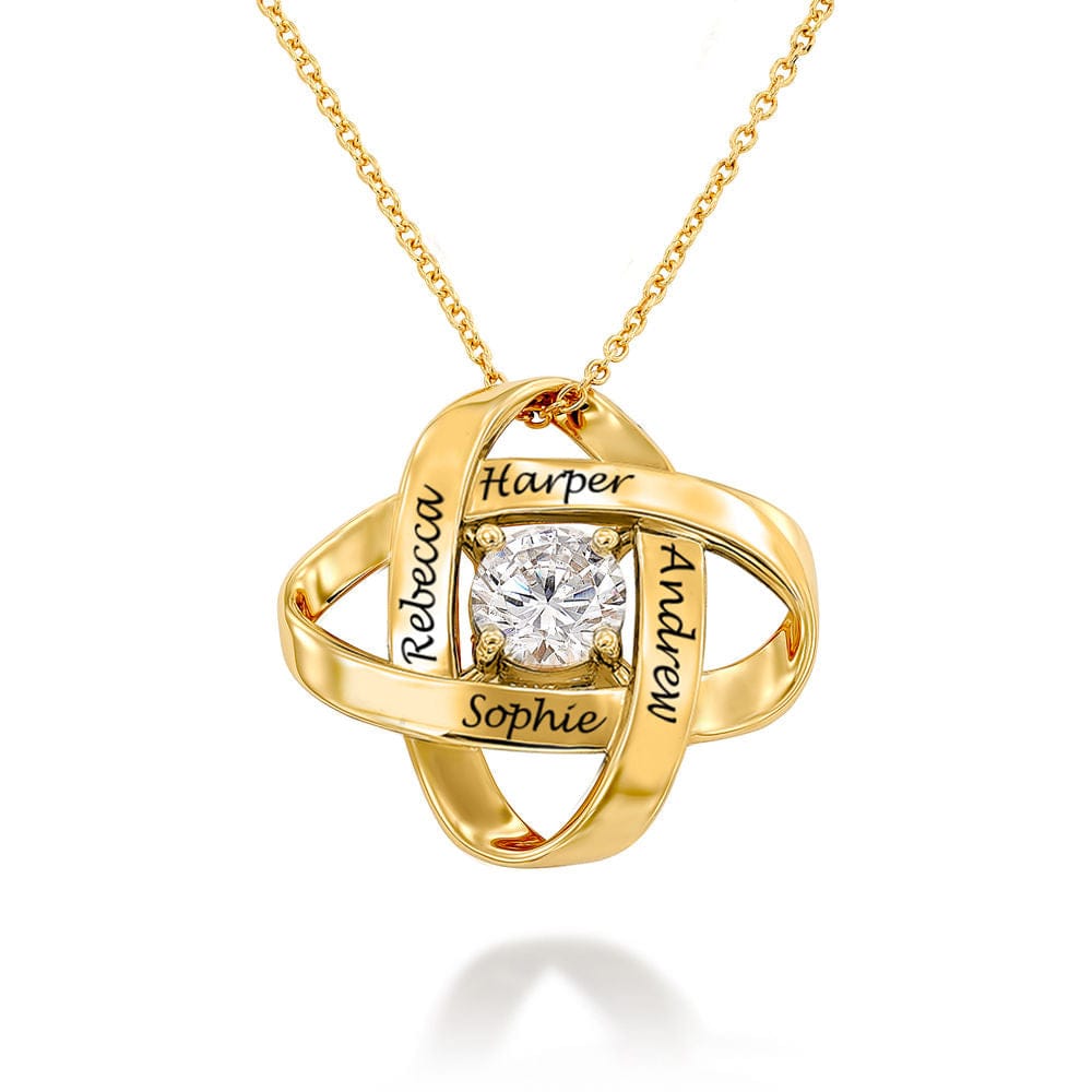 Engraved Eternal Necklace with Cubic Zirconia Gold Mom Necklace MelodyNecklace