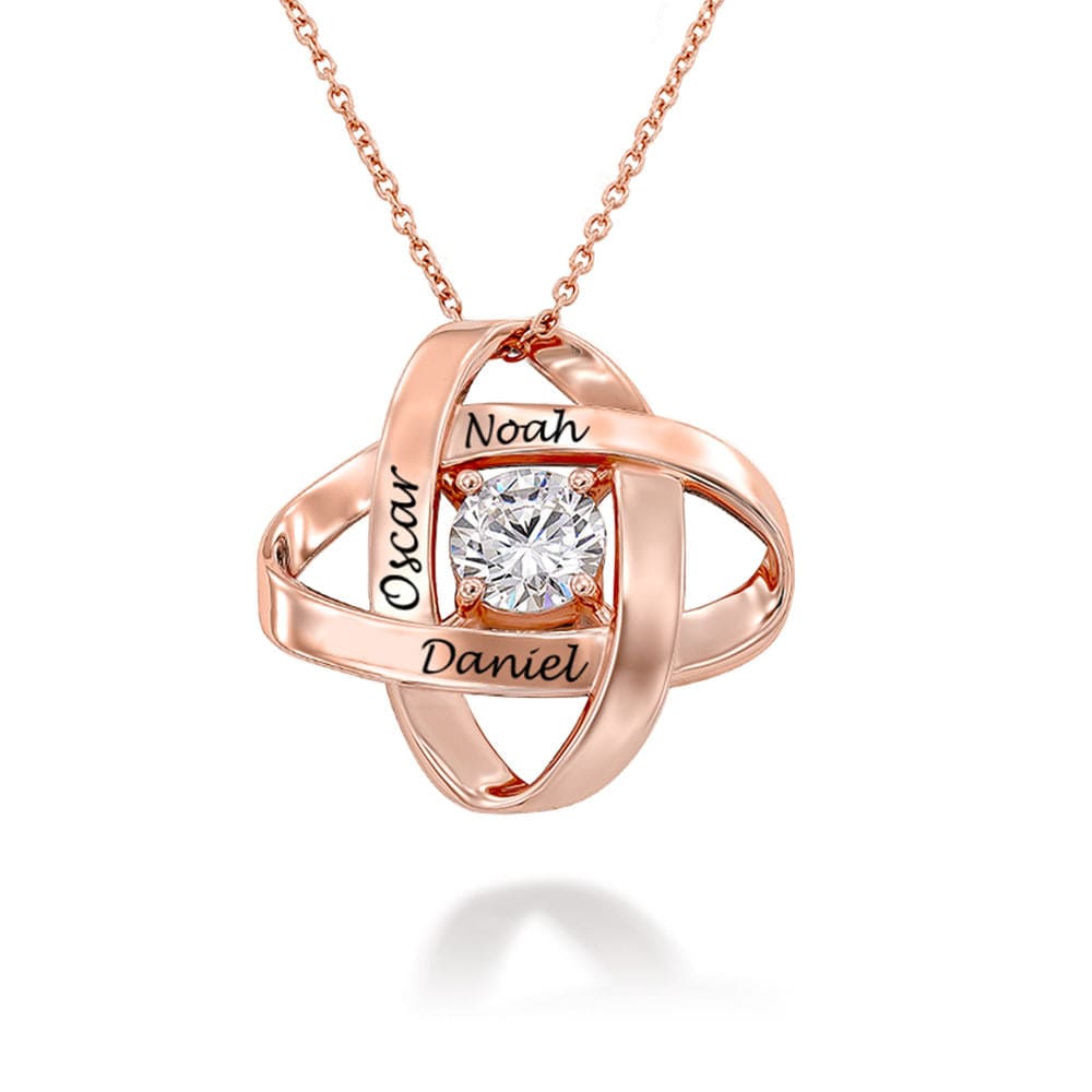 Engraved Eternal Necklace with Cubic Zirconia Rose Gold Mom Necklace MelodyNecklace