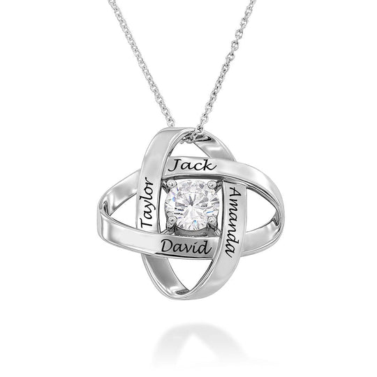 Engraved Eternal Necklace with Cubic Zirconia Silver Mom Necklace MelodyNecklace