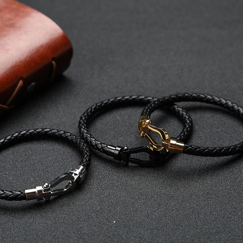 Hoof Buckle Leather Bracelet Men's Bracelet Creative Gift