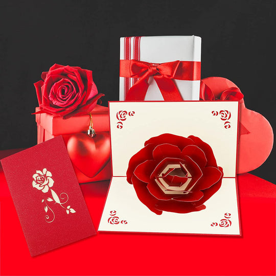 3D Pop-up Rose Greeting Cards Romantic Wedding Invitation Card